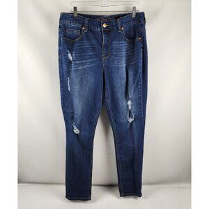 Melissa McCarthy Jeans Womens Plus 16W Blue Distressed Skinny Jeans